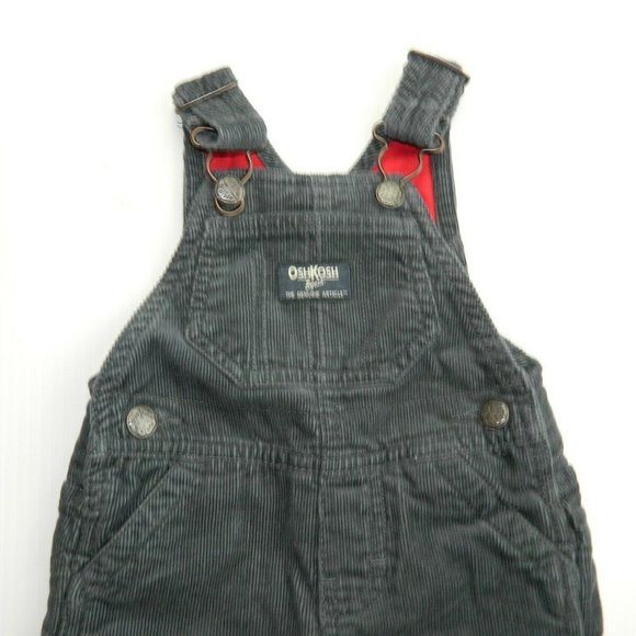 3 Months Grey Corduroy Jersey Lined Overalls - Picture 4 of 9